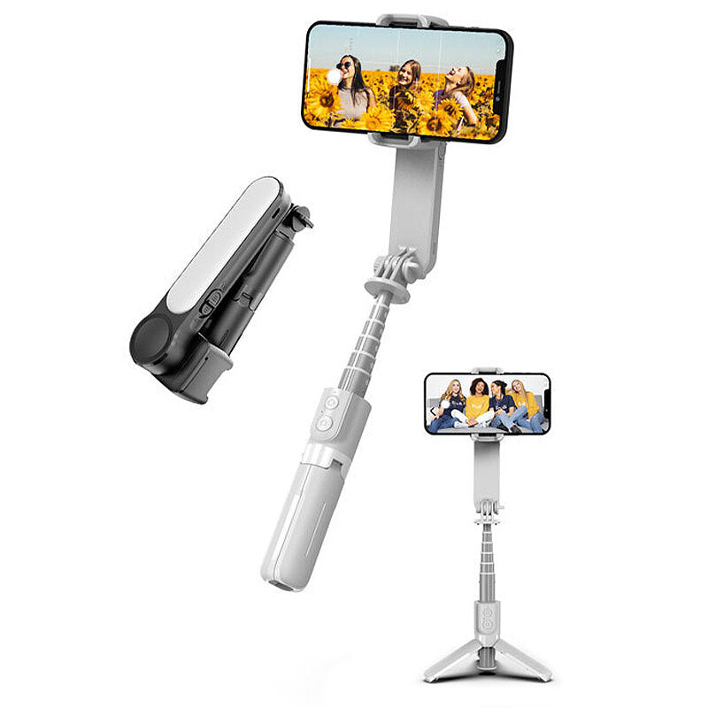 L09 Handheld Gimbal Stabilizer bluetooth Mobile Phone Holder Foldable Selfie Stick with Tripod Adjustable Filling Light