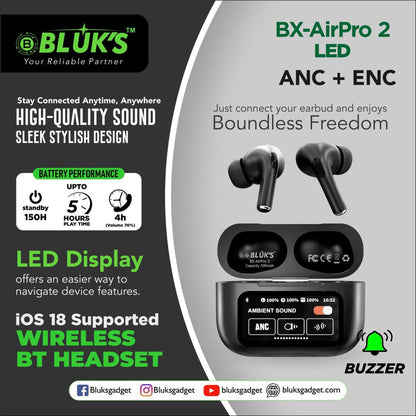 LED PRO 2 BLACK WITH ANC/ENC  (1 YEAR WARRANTY)